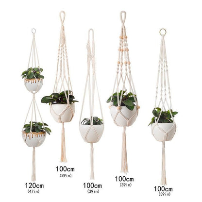 5-Piece Macrame Plant Hanger Set for Indoor Pots