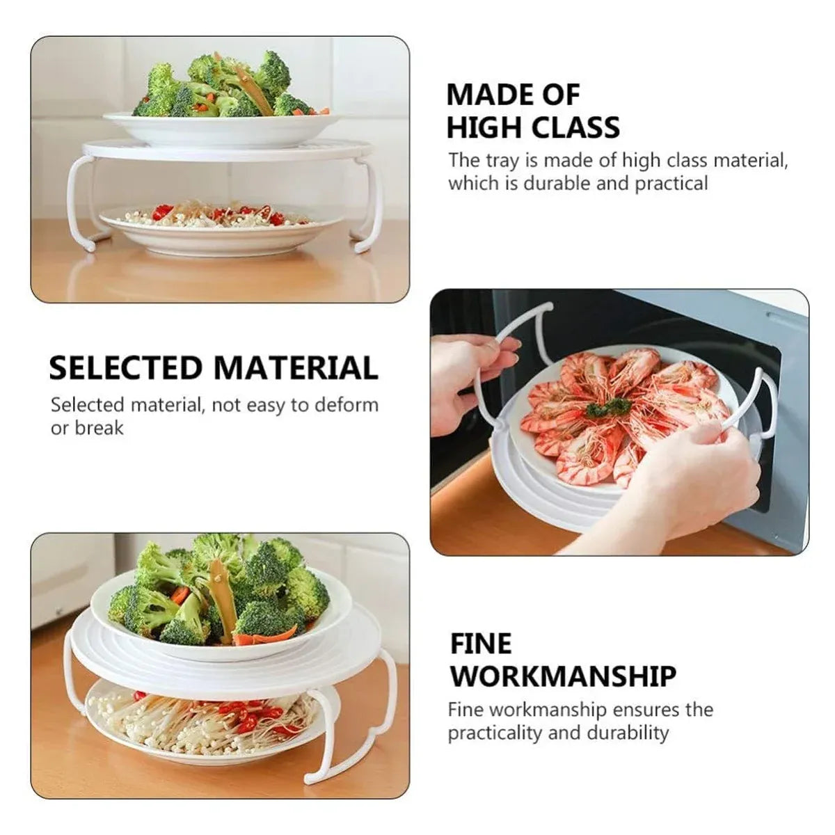 2PCS Kitchen Steaming Rack Multi Layer Tray Microwave Oven Cooking Shelf