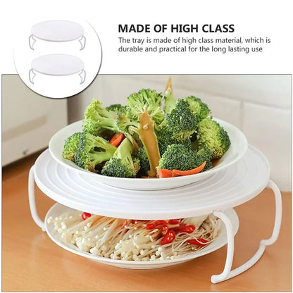 2PCS Kitchen Steaming Rack Multi Layer Tray Microwave Oven Cooking Shelf