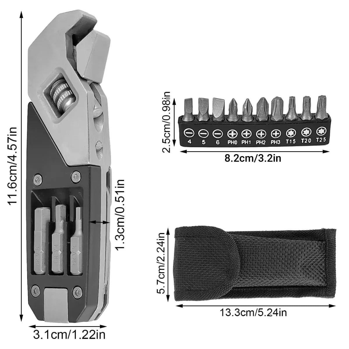 Multi-Function Adjustable Wrench Sturdy Stainless Steel for Home Repair Tool Kit