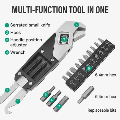Multi-Function Adjustable Wrench Sturdy Stainless Steel for Home Repair Tool Kit