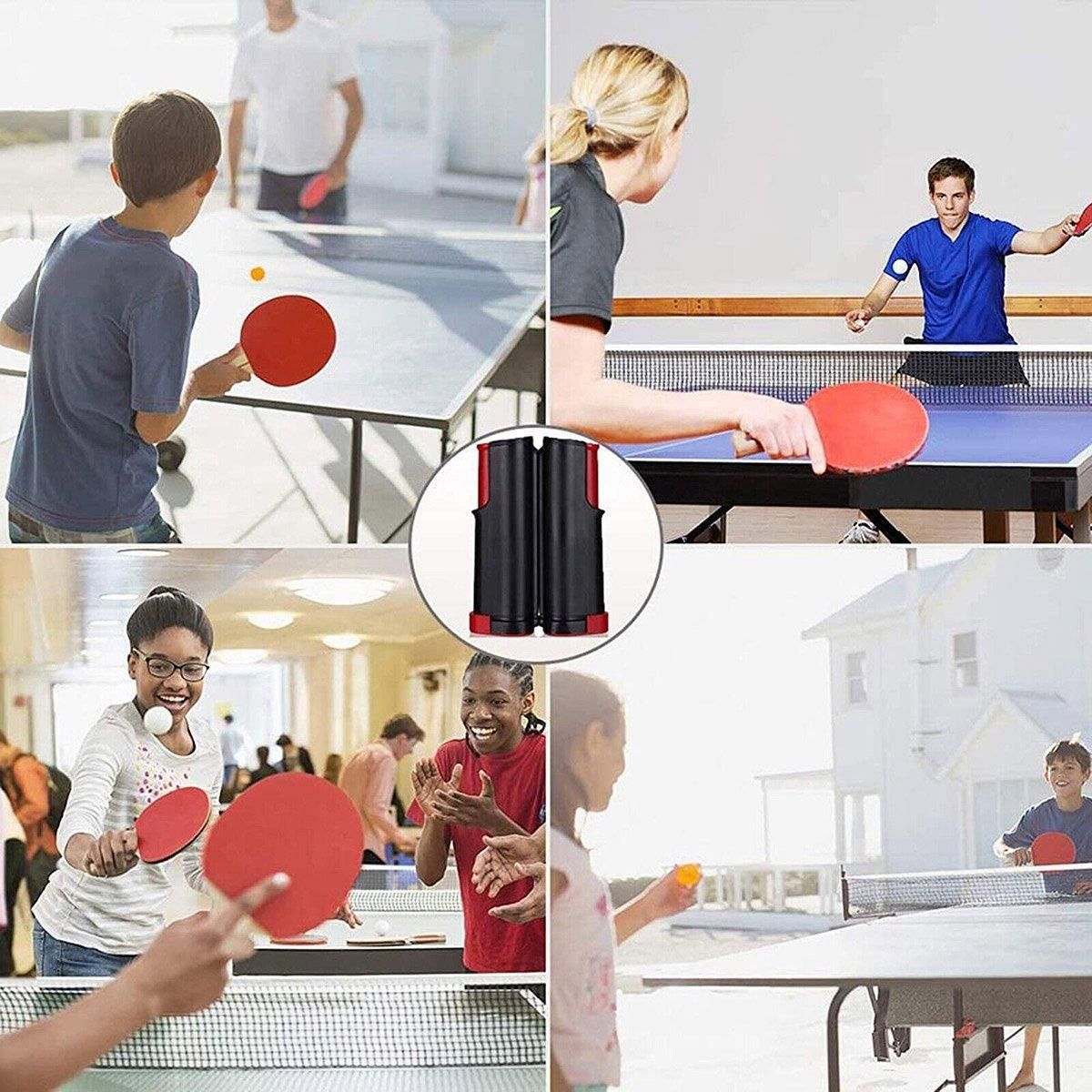 Retractable Table Tennis Net, Black and Red, 190 x 15 cm