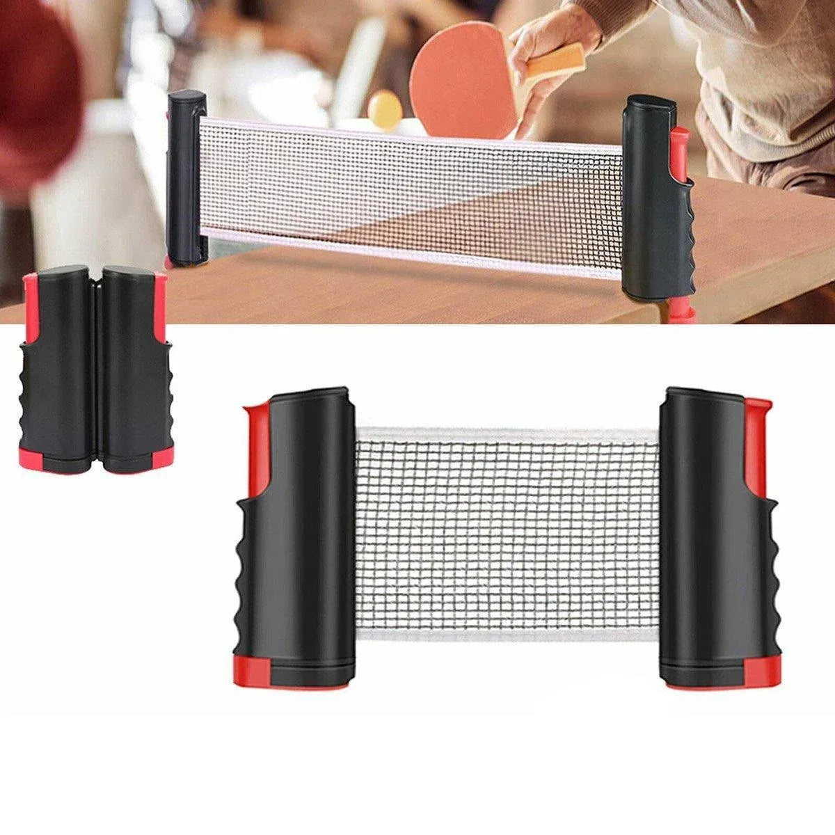 Retractable Table Tennis Net, Black and Red, 190 x 15 cm
