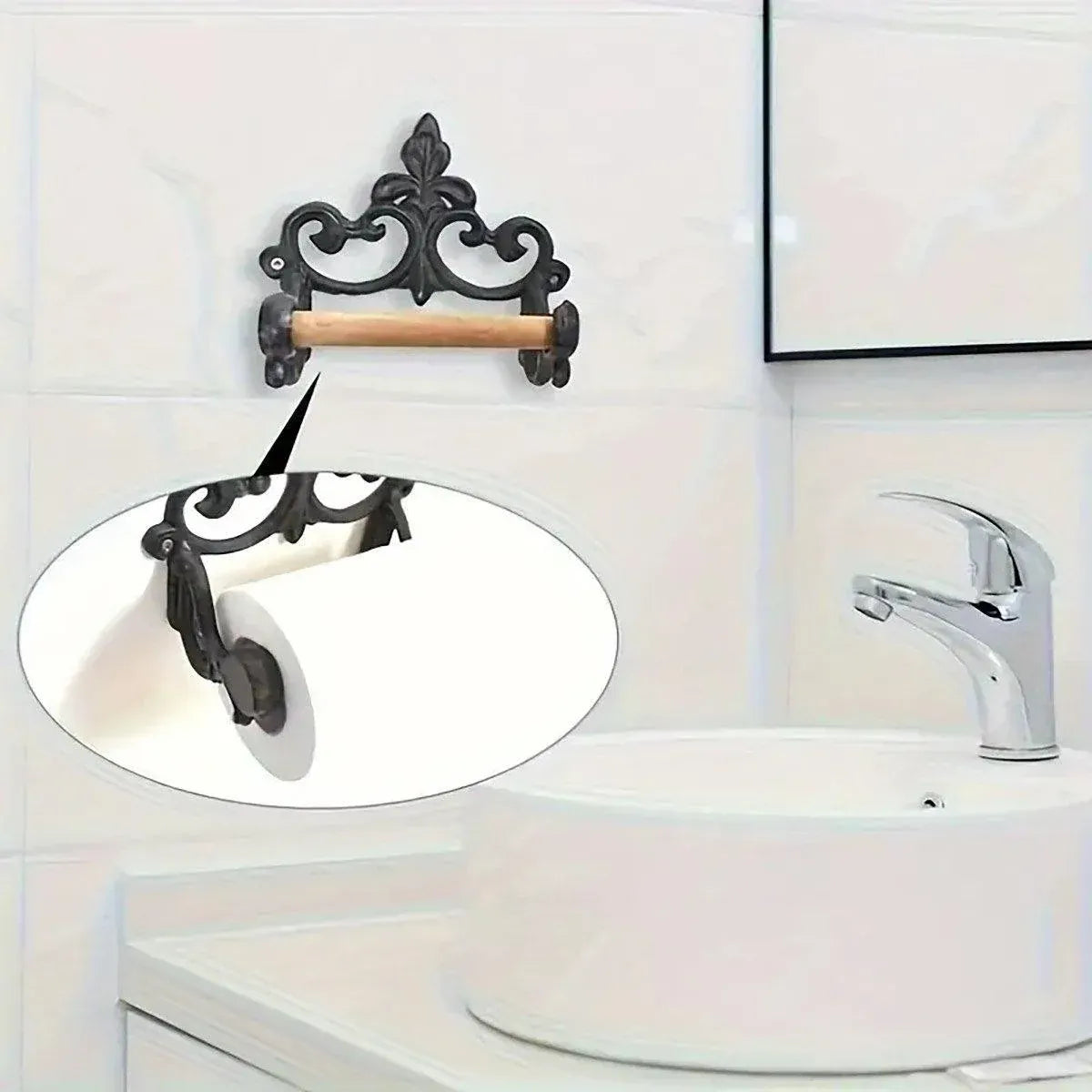 1-Piece Black Wall-Mounted Toilet Roll Holder