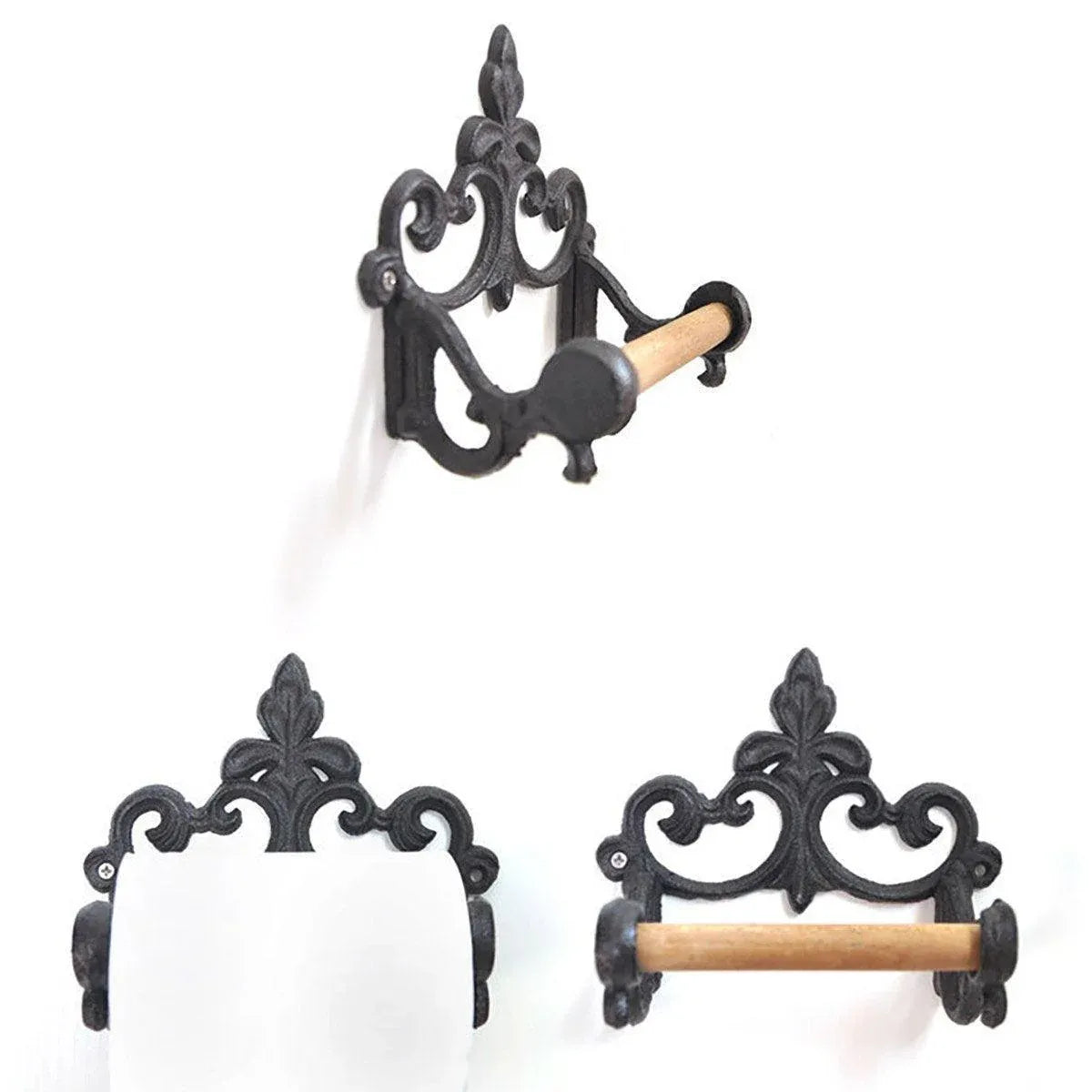 1-Piece Black Wall-Mounted Toilet Roll Holder