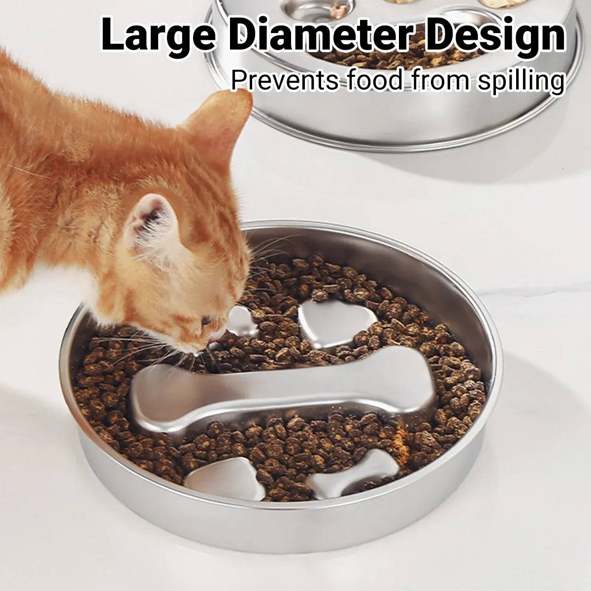 Large Capacity Stainless Steel Pet Slow Feeder Bowl Non-Slip Anti-Spill Durable