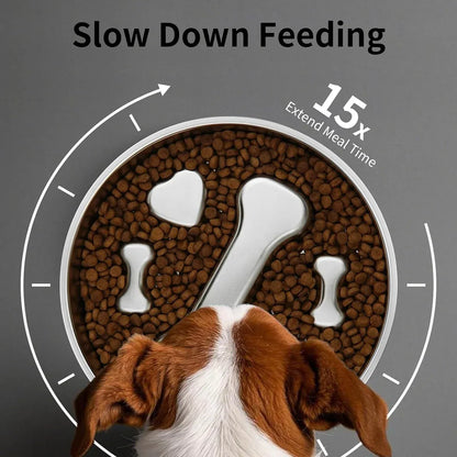 Large Capacity Stainless Steel Pet Slow Feeder Bowl Non-Slip Anti-Spill Durable