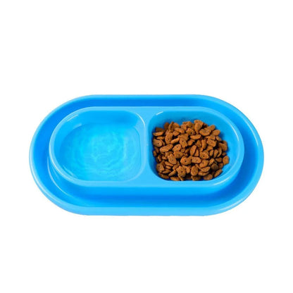 1-Piece Blue Double-Compartment Pet Feeding Bowl