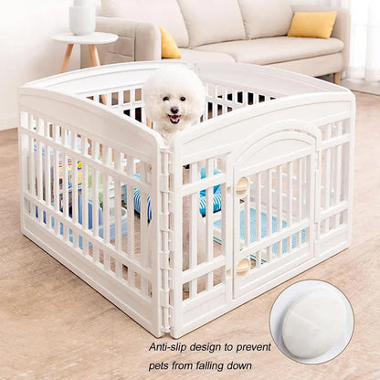 White Indoor Pet Playpen with Gate 91 x 91 x 60 cm - 1 Piece