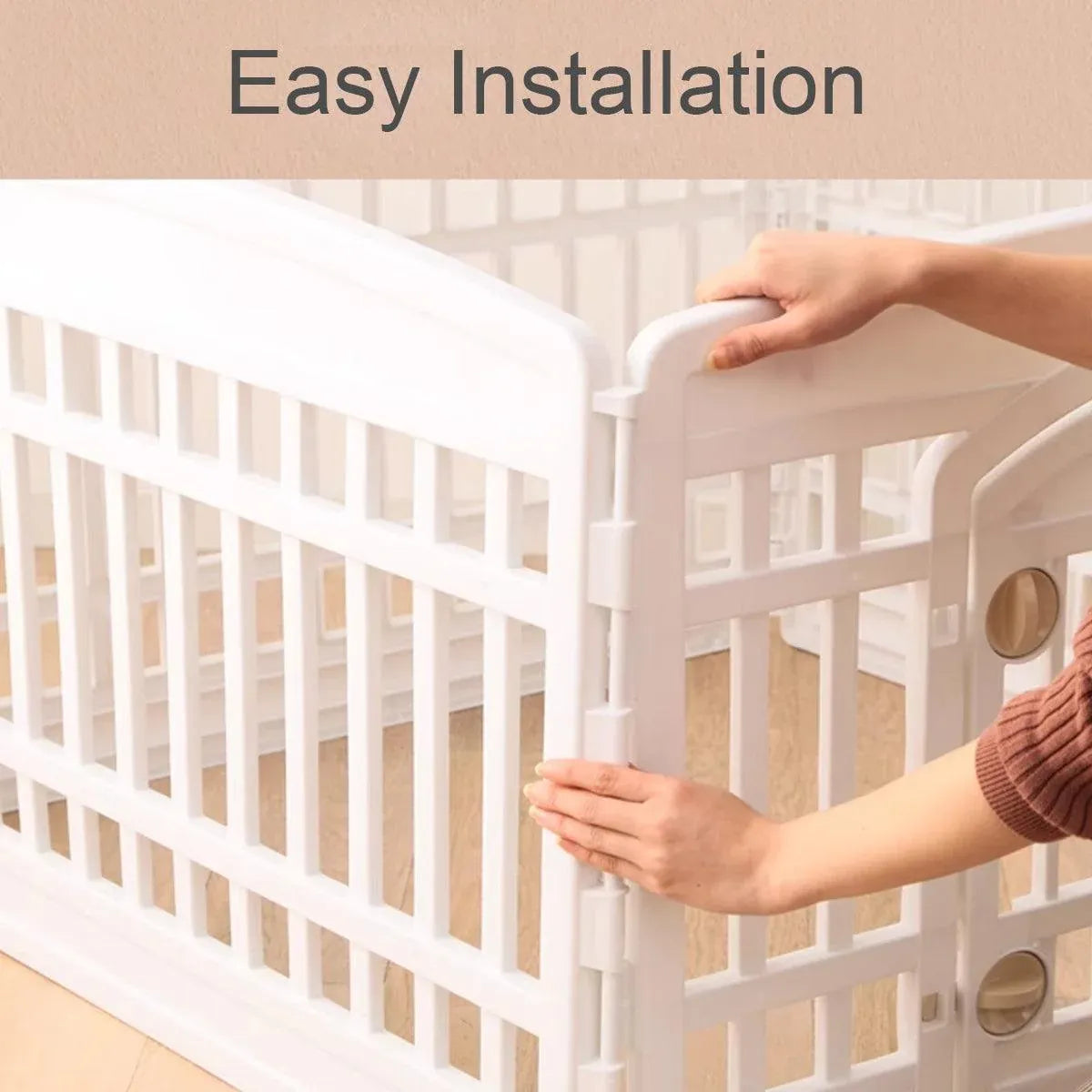 White Indoor Pet Playpen with Gate 91 x 91 x 60 cm - 1 Piece
