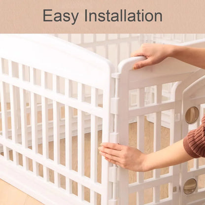 White Indoor Pet Playpen with Gate 91 x 91 x 60 cm - 1 Piece