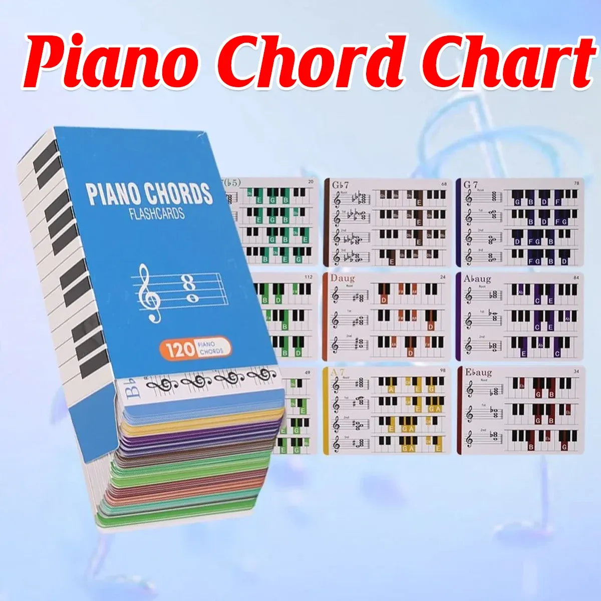 Portable Colorful Beginner Piano Chord Chart Piano Fingering Chart Easy To Read