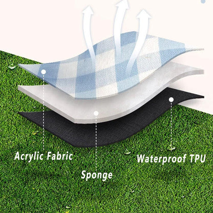 1-Piece Blue and White Check Picnic Blanket with Carry Straps, 200 x 200 cm