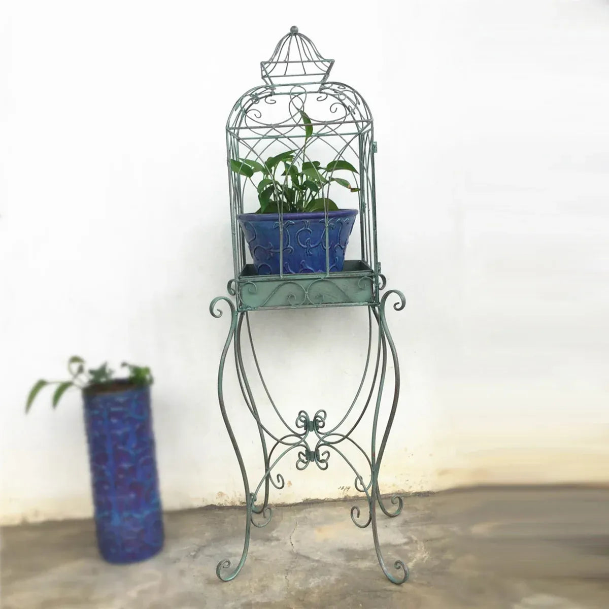 Iron Balcony Plant Stand Floor Rack Metal Garden Display Shelf Garden Decoration
