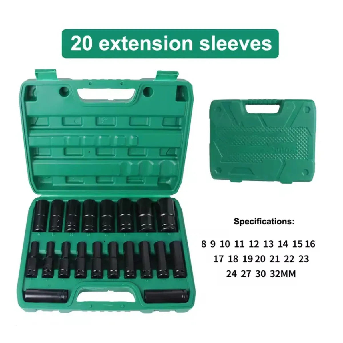 20PCS 1/2 Inch Drive Socket Set 8mm to 32mm with Case Chrome Vanadium Steel