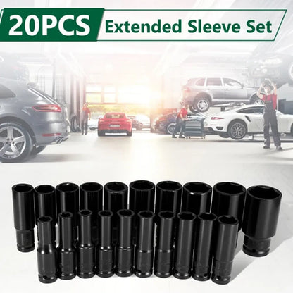 20PCS 1/2 Inch Drive Socket Set 8mm to 32mm with Case Chrome Vanadium Steel