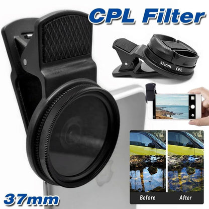 Black 37 mm Clip-On CPL Camera Filter Set - 2 Pieces