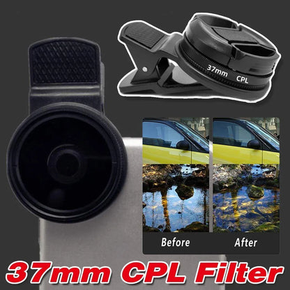 Black 37 mm Clip-On CPL Camera Filter Set - 2 Pieces