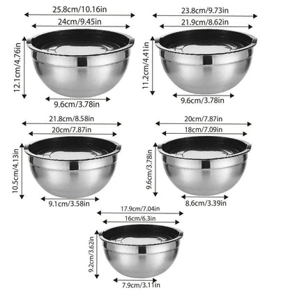 5-Bowl Nested Mixing Set with 5 Black Lids