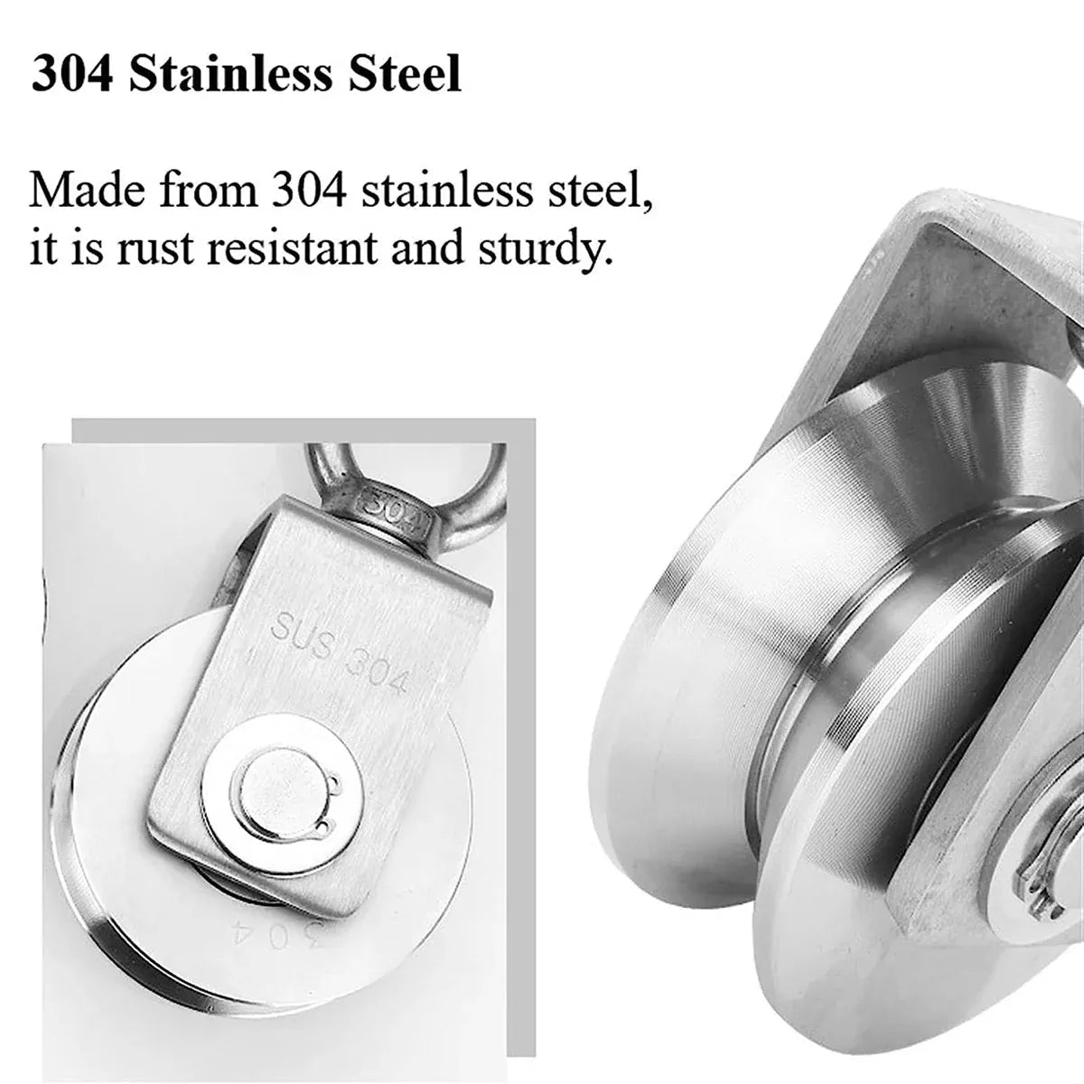 Stainless Steel Pulley Wheel Lifting Ring Wire Rope Roller For Hoist Rail