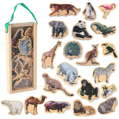20-Piece Animal Magnet Pack with Carry Storage Box