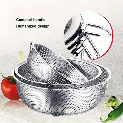 3-Piece Nested Drain Basket Set with Side Handles
