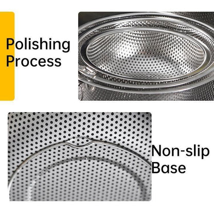 3-Piece Nested Drain Basket Set with Side Handles