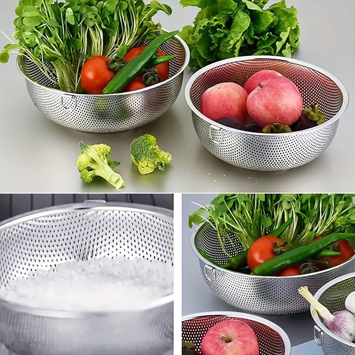 3-Piece Nested Drain Basket Set with Side Handles