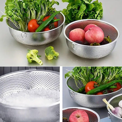3-Piece Nested Drain Basket Set with Side Handles
