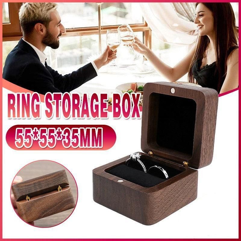 Wooden Ring Box for Engagement Proposal or Jewellery Storage 55×55×35mm
