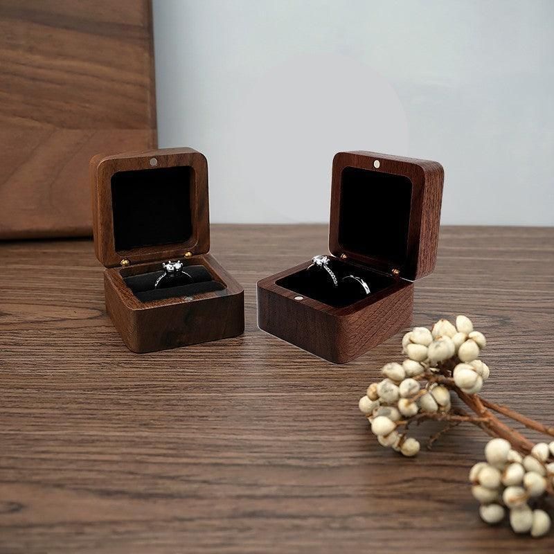 Wooden Ring Box for Engagement Proposal or Jewellery Storage 55×55×35mm