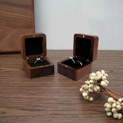 Wooden Ring Box for Engagement Proposal or Jewellery Storage 55×55×35mm