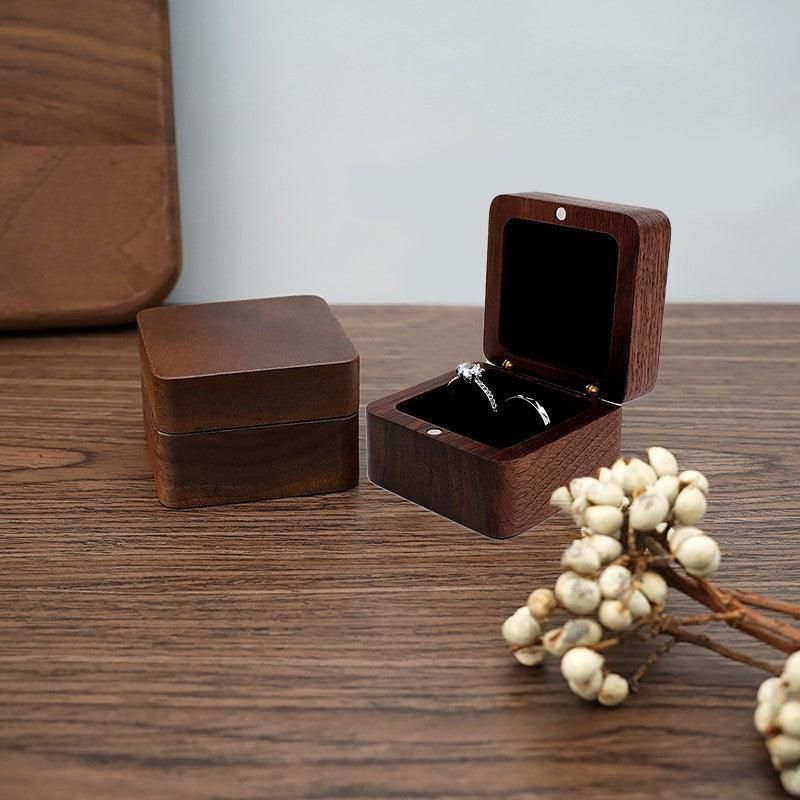 Wooden Ring Box for Engagement Proposal or Jewellery Storage 55×55×35mm