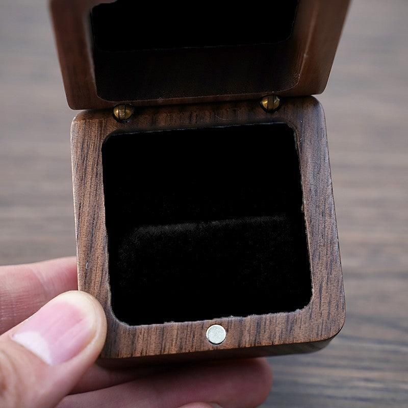 Wooden Ring Box for Engagement Proposal or Jewellery Storage 55×55×35mm