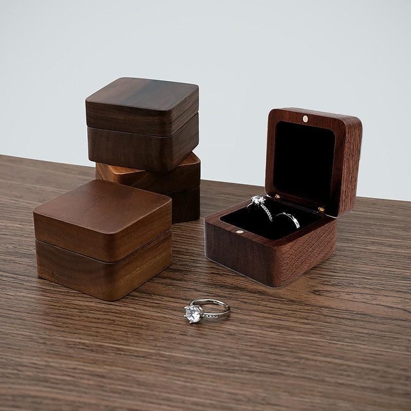 Wooden Ring Box for Engagement Proposal or Jewellery Storage 55×55×35mm