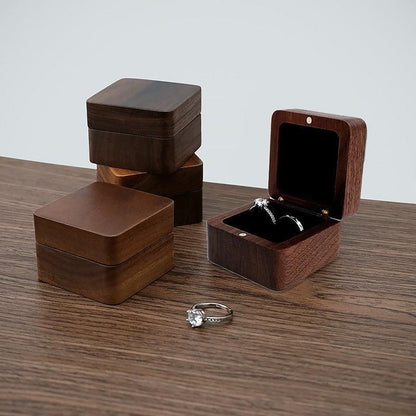 Wooden Ring Box for Engagement Proposal or Jewellery Storage 55×55×35mm