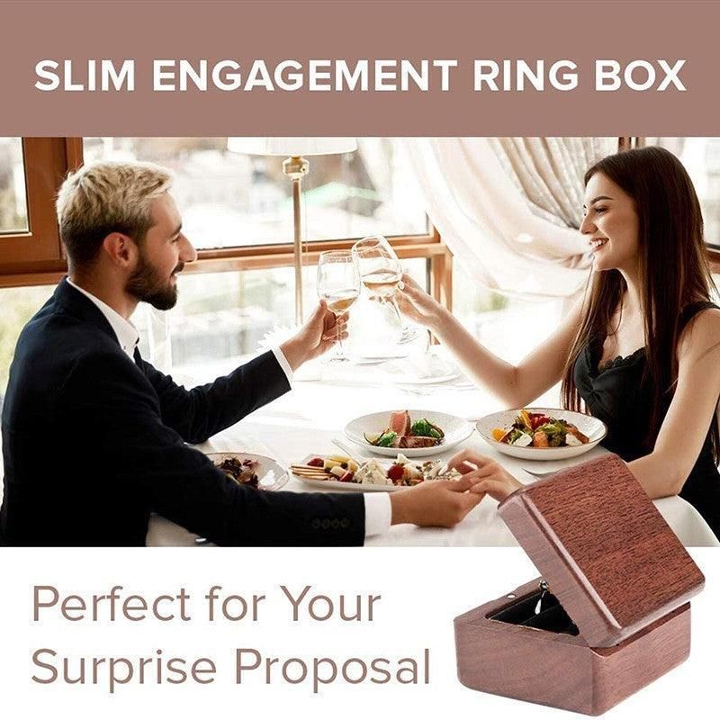 Wooden Ring Box for Engagement Proposal or Jewellery Storage 55×55×35mm