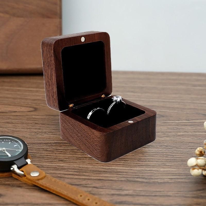Wooden Ring Box for Engagement Proposal or Jewellery Storage 55×55×35mm
