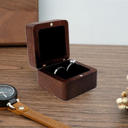 Wooden Ring Box for Engagement Proposal or Jewellery Storage 55×55×35mm