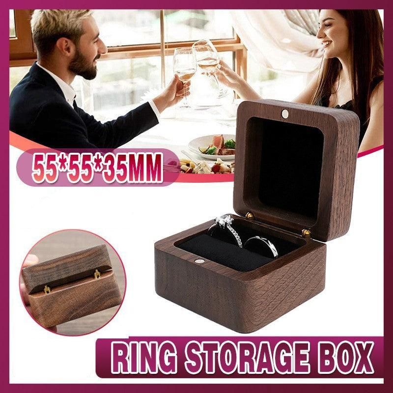 Wooden Ring Box for Engagement Proposal or Jewellery Storage 55×55×35mm