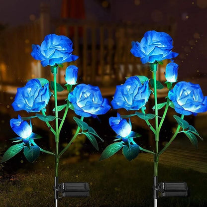 5 LED Solar Rose Flower Stake Lights Outdoor Garden Pathway Decoration Lamp