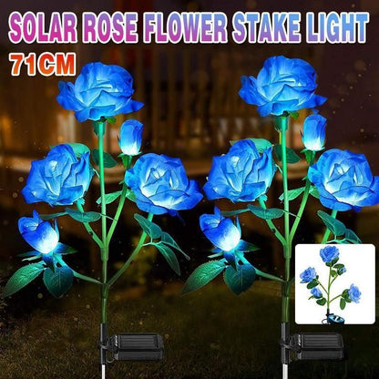 5 LED Solar Rose Flower Stake Lights Outdoor Garden Pathway Decoration Lamp