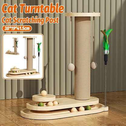 1-Piece Cat Scratching Post with Turntable Toy