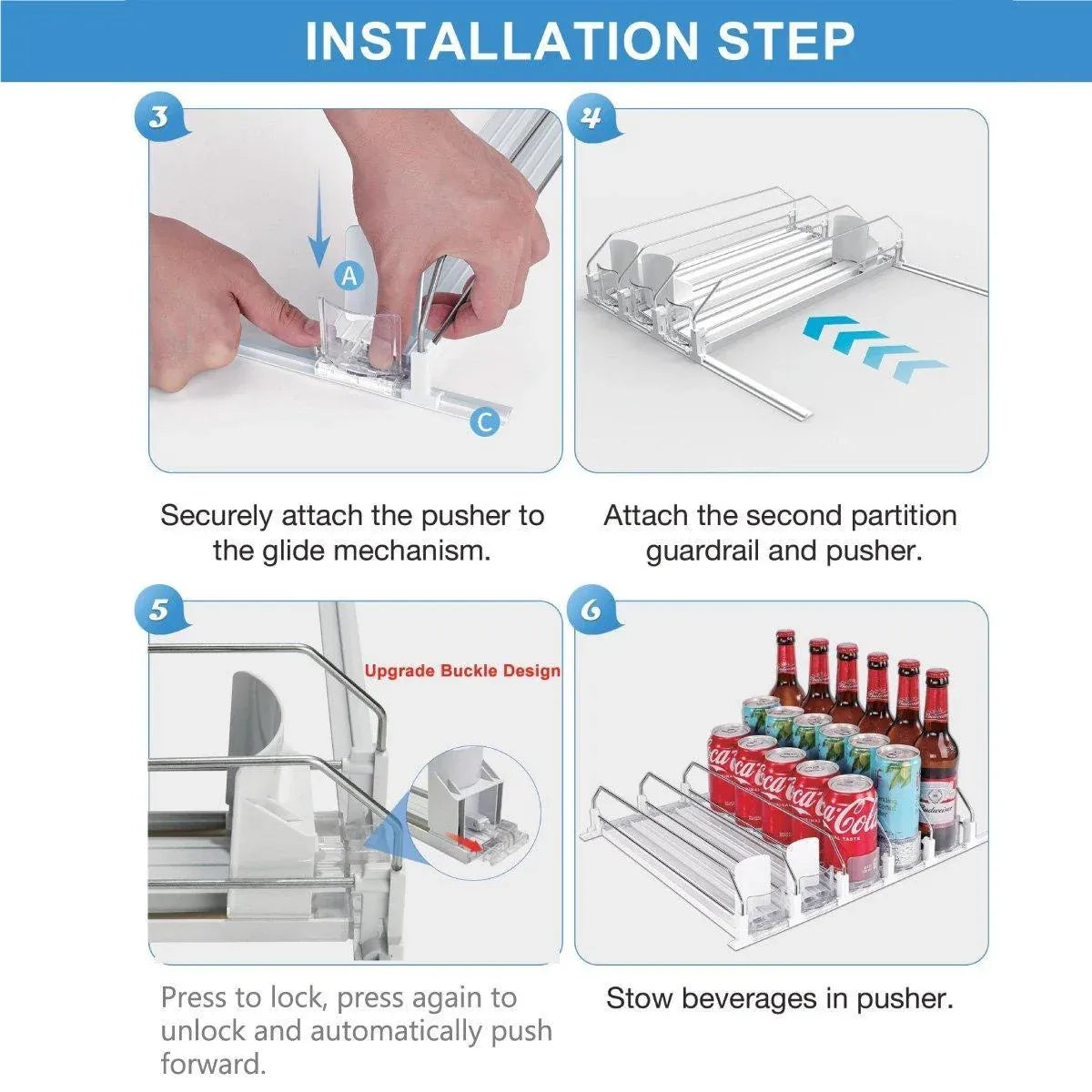 5-Piece Beverage Pusher Lane Set for Fridge and Retail Shelves