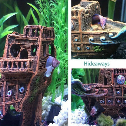 Aquarium Pirate Ship Submarine Aircraft Decoration Fish Tank Background Ornament