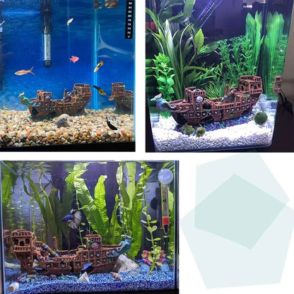 Aquarium Pirate Ship Submarine Aircraft Decoration Fish Tank Background Ornament