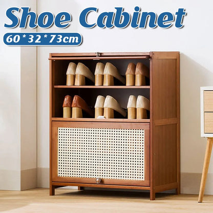1-Piece Brown Shoe Storage Cabinet, 60 x 32 x 73 cm