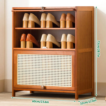 1-Piece Brown Shoe Storage Cabinet, 60 x 32 x 73 cm