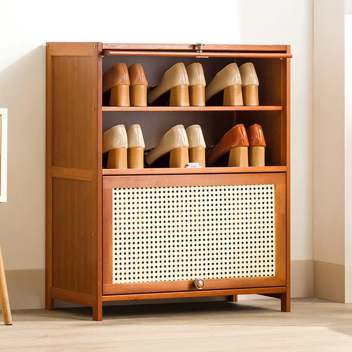 1-Piece Brown Shoe Storage Cabinet, 60 x 32 x 73 cm