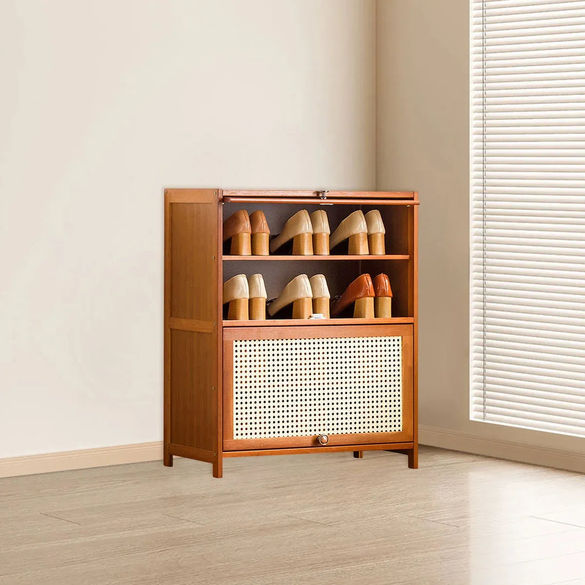 1-Piece Brown Shoe Storage Cabinet, 60 x 32 x 73 cm